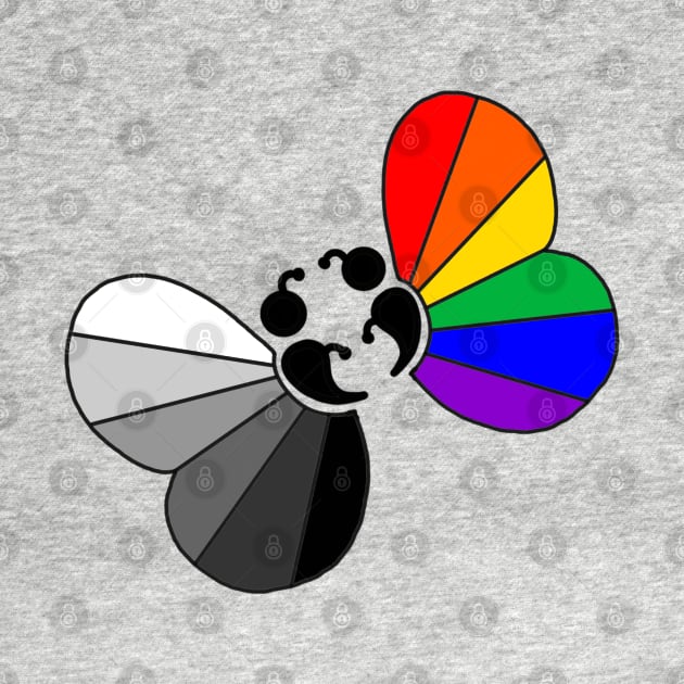 Gray Scale Rainbow Semicolon Butterflies by birdiestreasuretrove